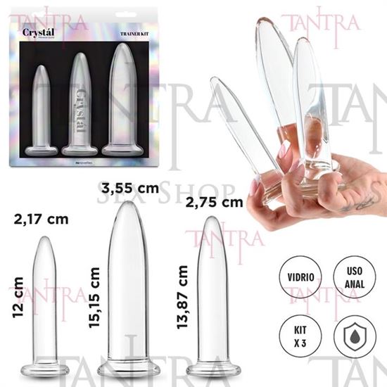 Kit 3 dilatadores anales de vidrio transparentes